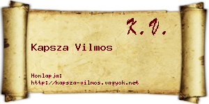 Kapsza Vilmos névjegykártya